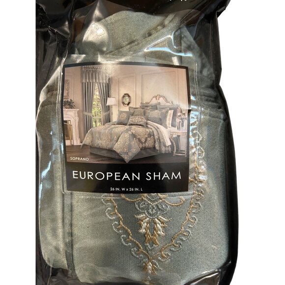 2 J. Queen New York Soprano European Sham 26"x26" Elegant Embroidery Design Poly - Picture 3 of 6